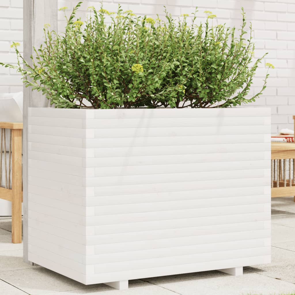 VidaXL Jardinière 90x60x72,5 cm bois de pin massif blanc