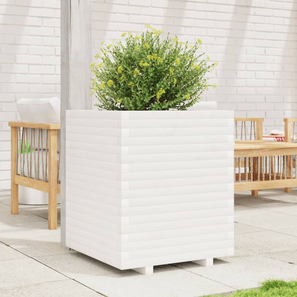 VidaXL Jardinière 60x60x72 cm bois de pin massif blanc