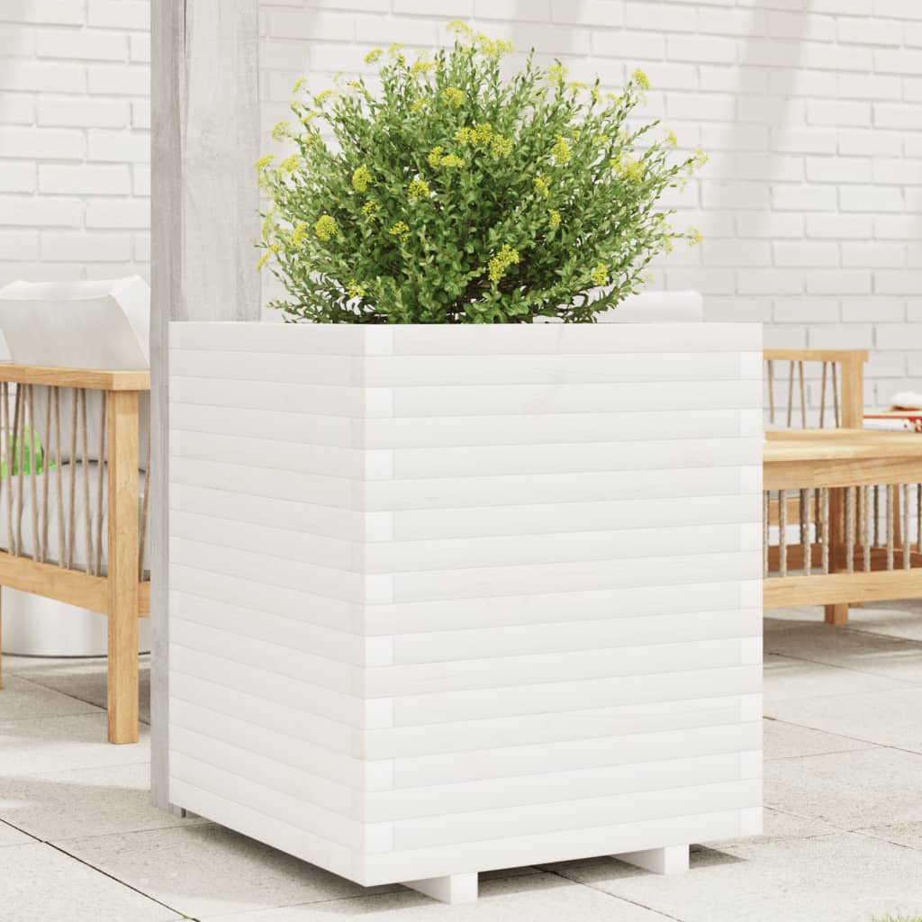 VidaXL Jardinière 60x60x72 cm bois de pin massif blanc