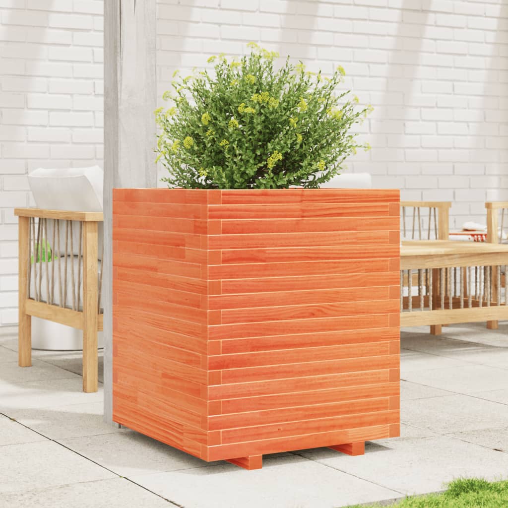 VidaXL Jardinière 60x60x72 cm bois de pin massif, marron lavé