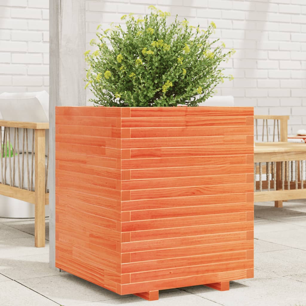VidaXL Jardinière 60x60x72 cm bois de pin massif, marron lavé