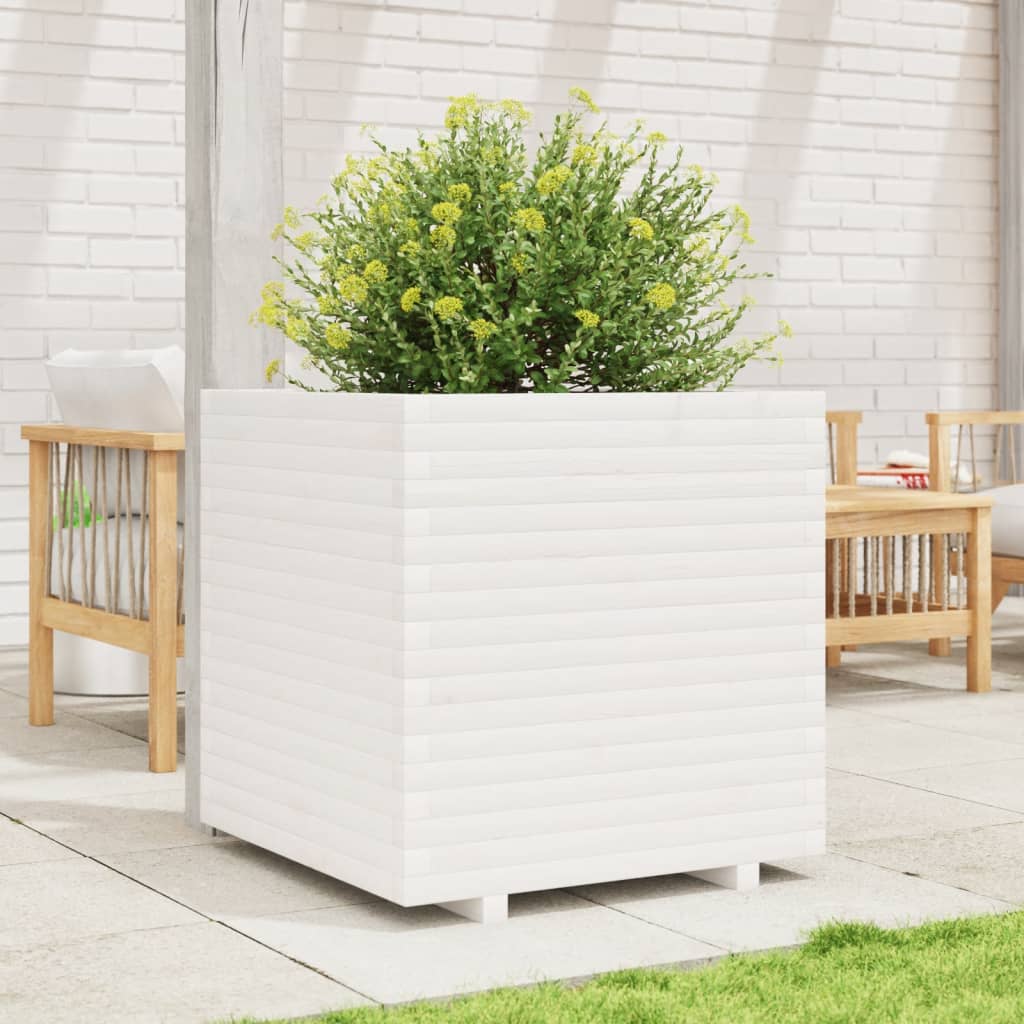 VidaXL Jardinière 70x70x72 cm bois de pin massif blanc