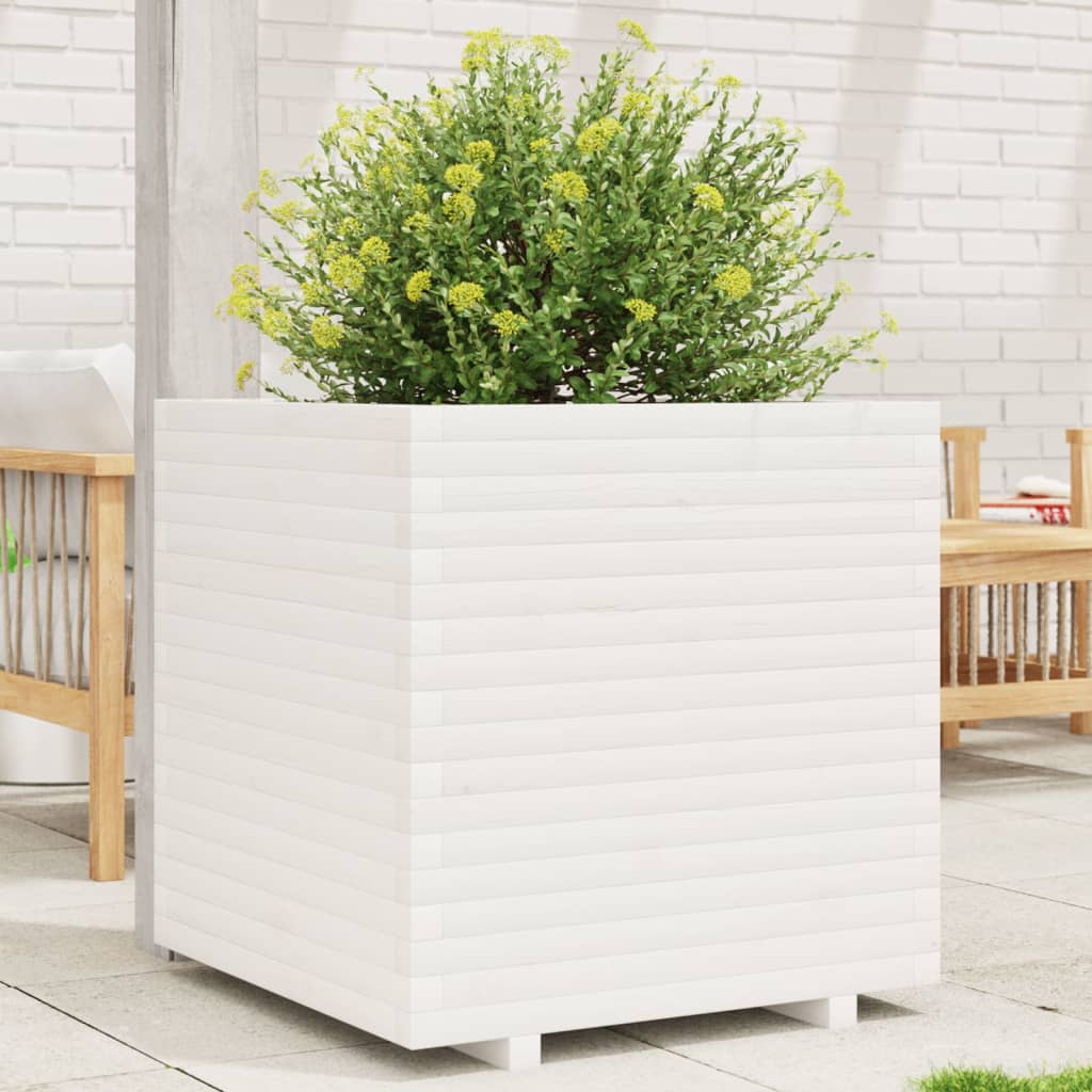 VidaXL Jardinière 70x70x72 cm bois de pin massif blanc