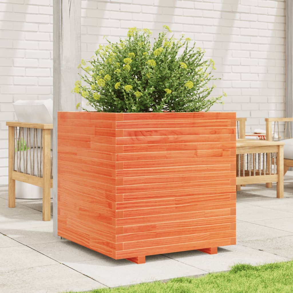 VidaXL Jardinière 70x70x72 cm bois de pin massif, marron lavé