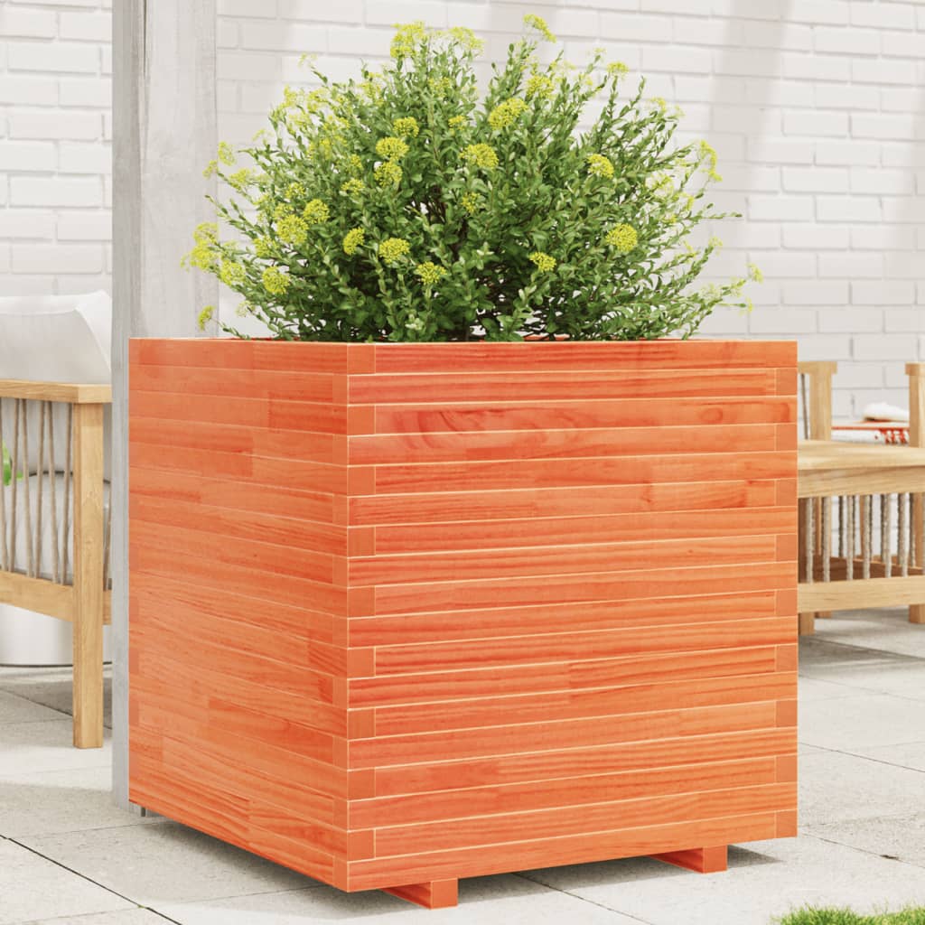 VidaXL Jardinière 70x70x72 cm bois de pin massif, marron lavé