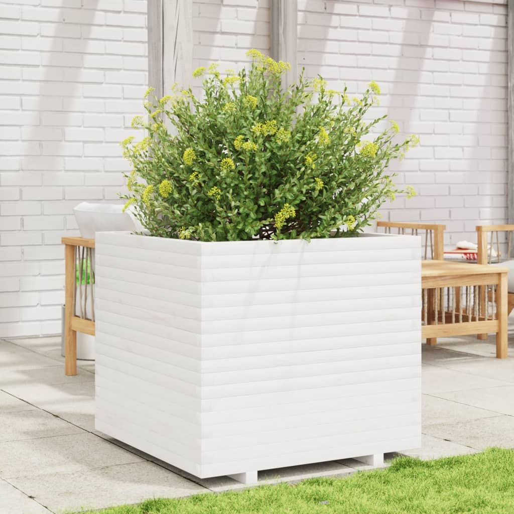 VidaXL Jardinière 80x80x72 cm bois de pin massif blanc