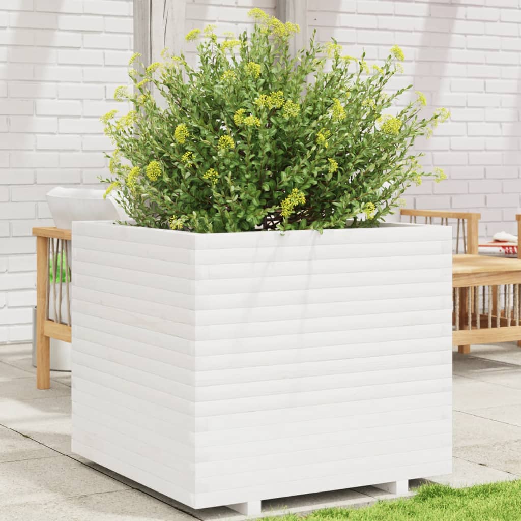 VidaXL Jardinière 80x80x72 cm bois de pin massif blanc