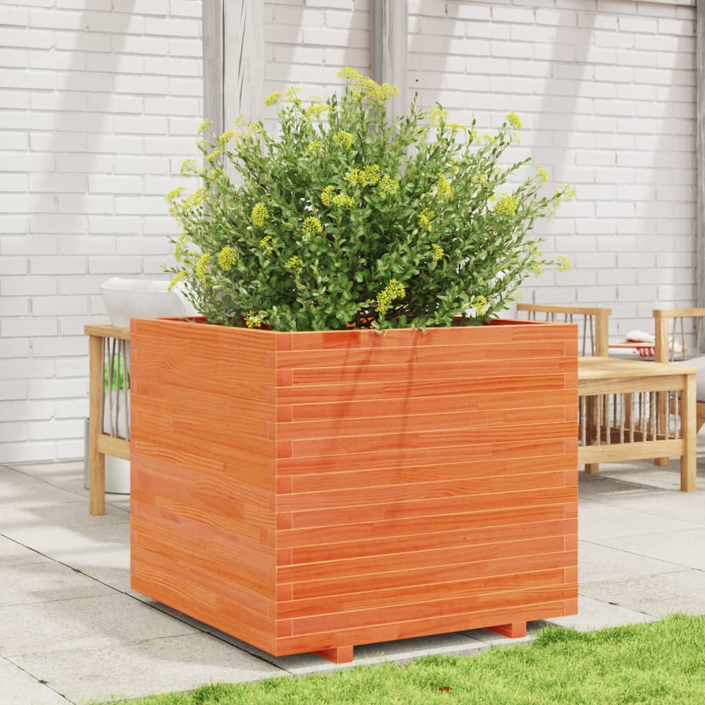VidaXL Jardinière 80x80x72 cm bois de pin massif, marron lavé
