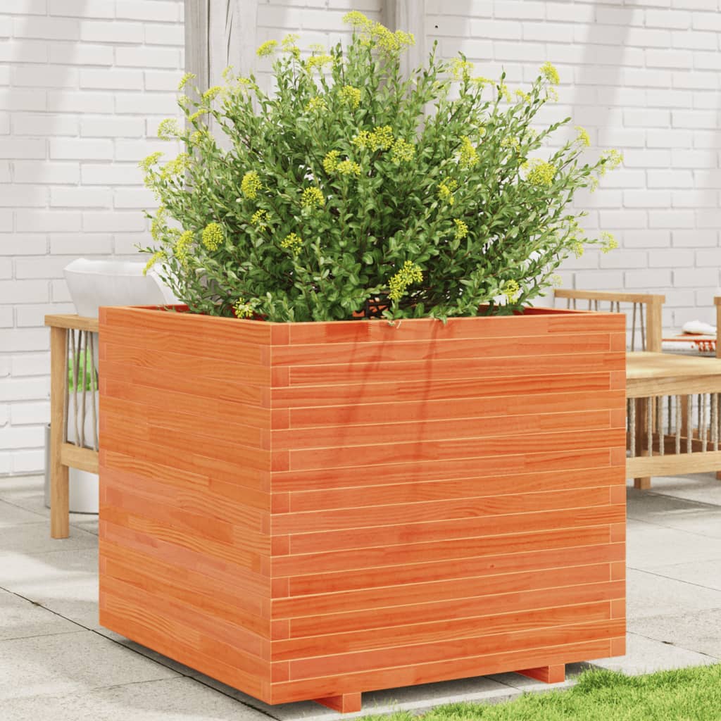 VidaXL Jardinière 80x80x72 cm bois de pin massif, marron lavé