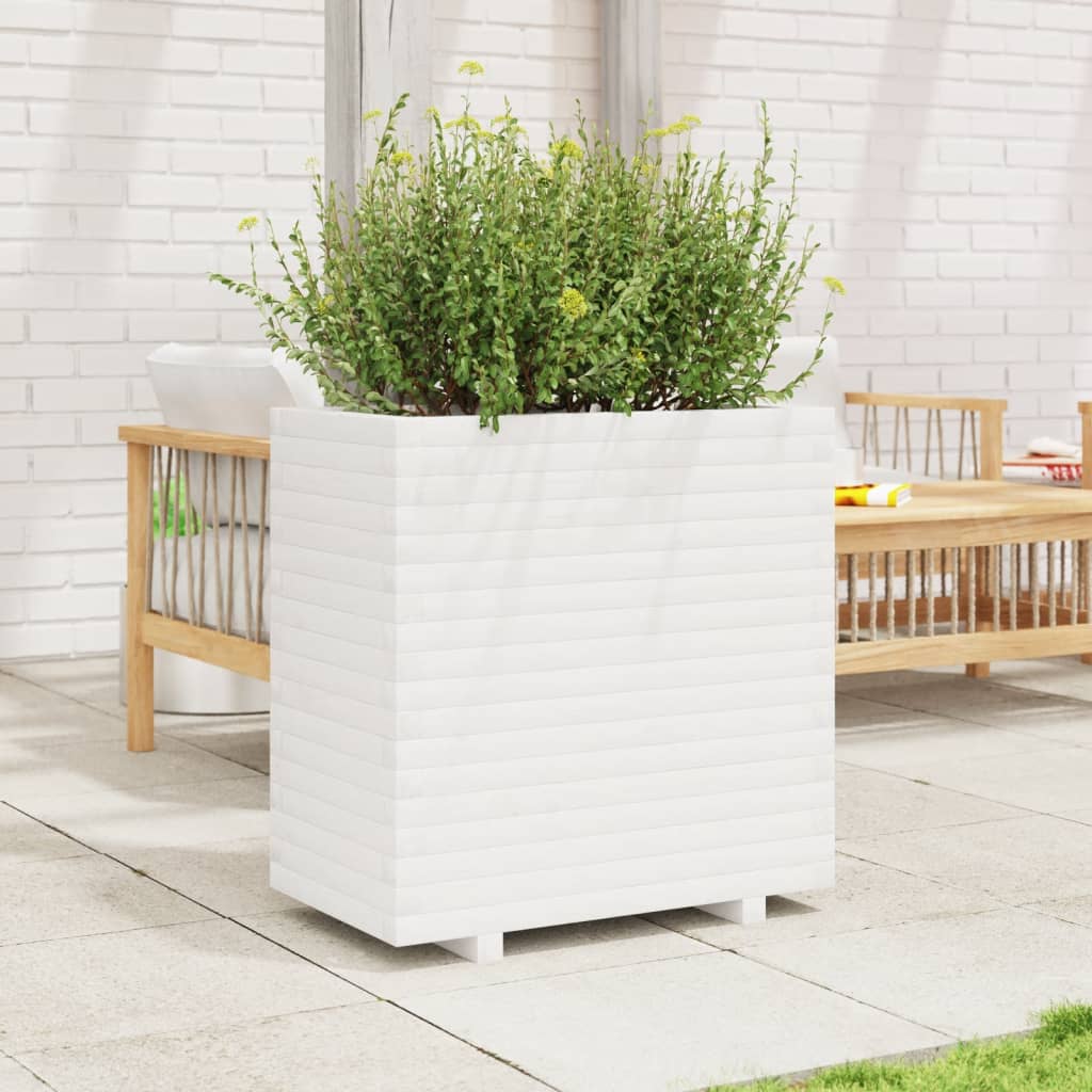 VidaXL Jardinière 70x40x72 cm bois de pin massif blanc