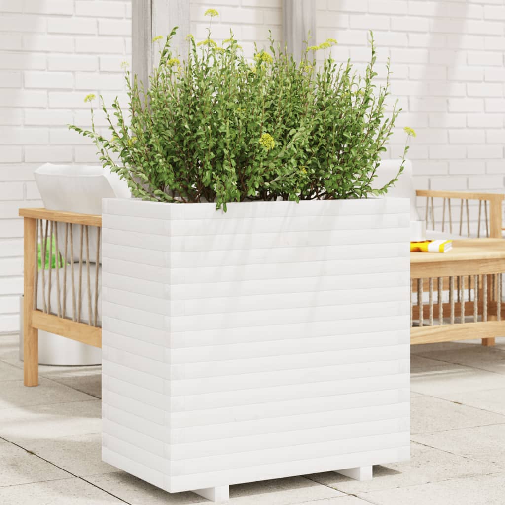VidaXL Jardinière 70x40x72 cm bois de pin massif blanc