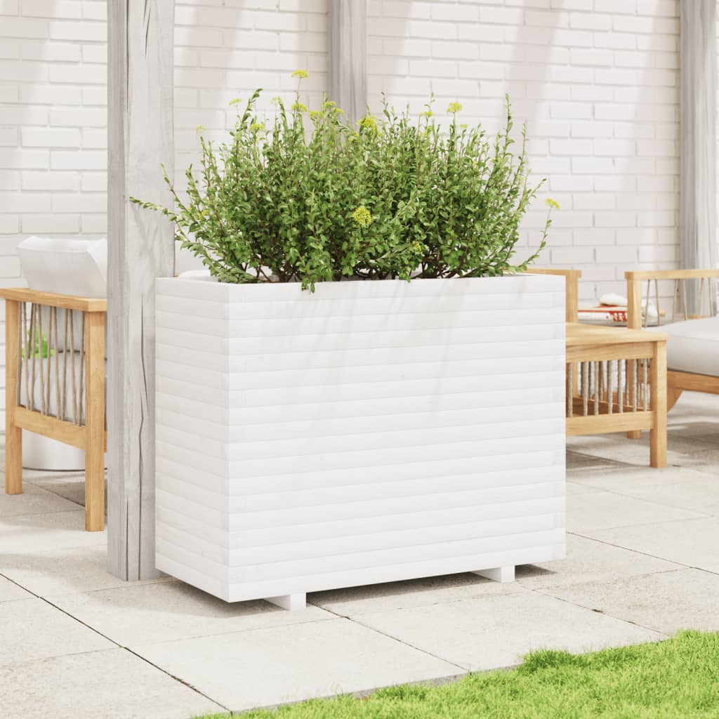 VidaXL Jardinière 90x40x72 cm bois de pin massif blanc