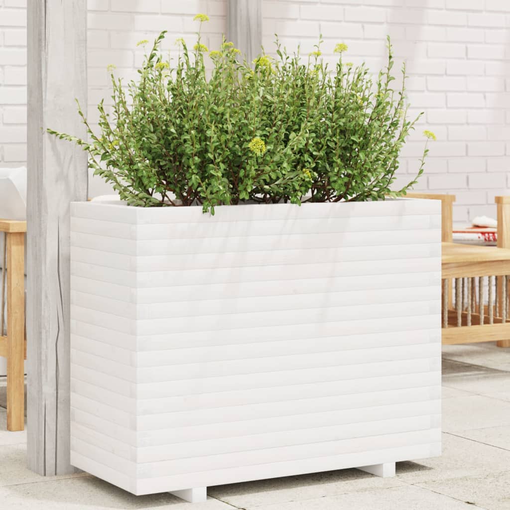 VidaXL Jardinière 90x40x72 cm bois de pin massif blanc
