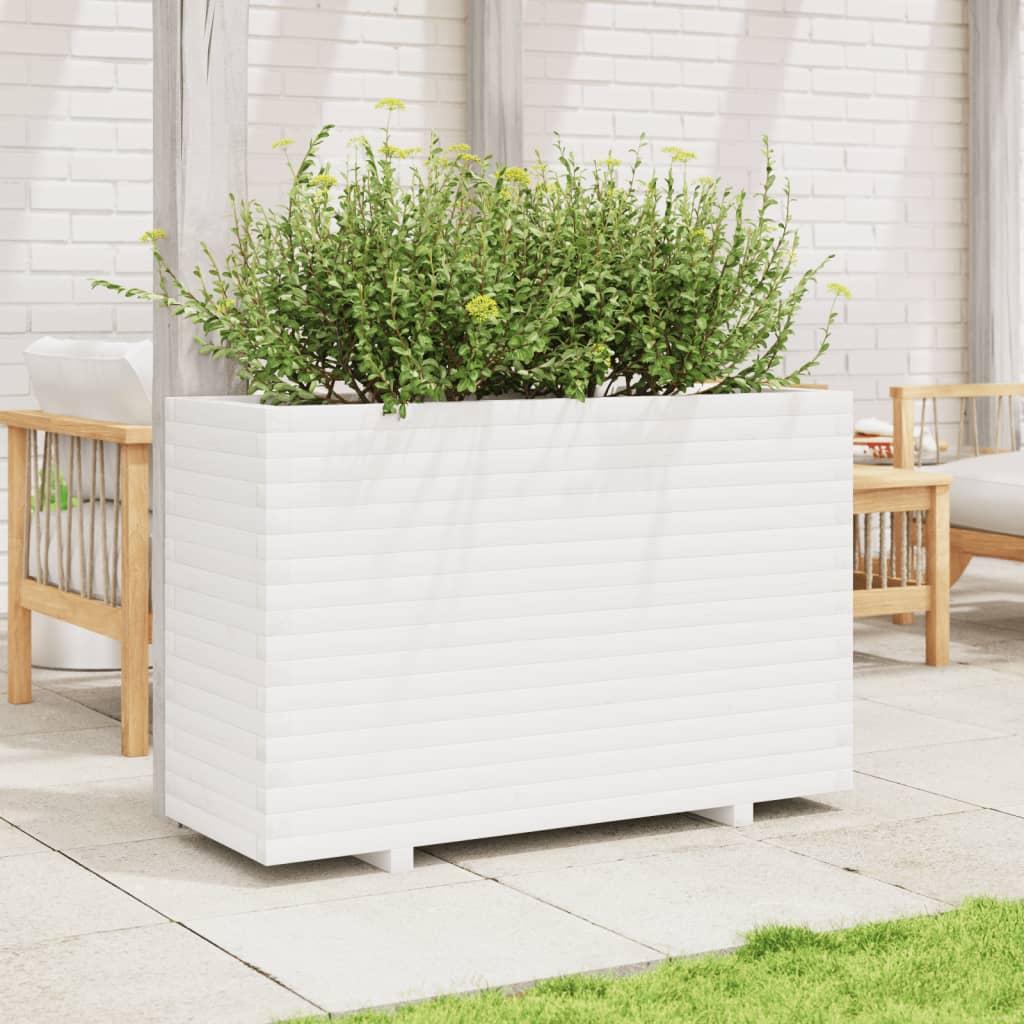 VidaXL Jardinière 110x40x72 cm bois de pin massif blanc