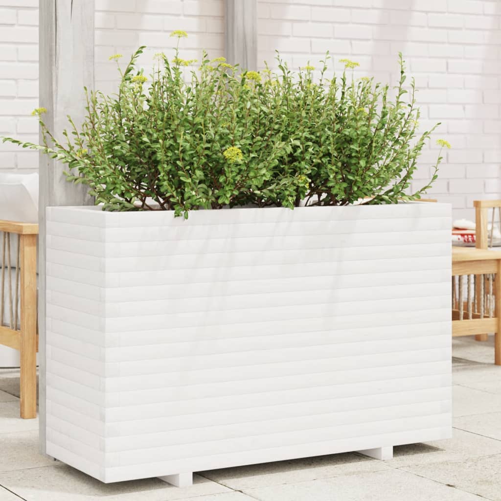 VidaXL Jardinière 110x40x72 cm bois de pin massif blanc