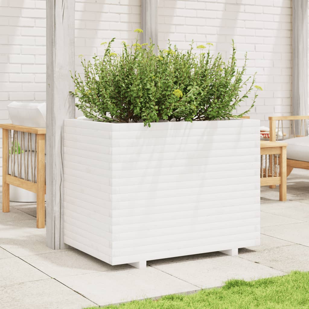 VidaXL Jardinière 90x60x72 cm bois de pin massif blanc