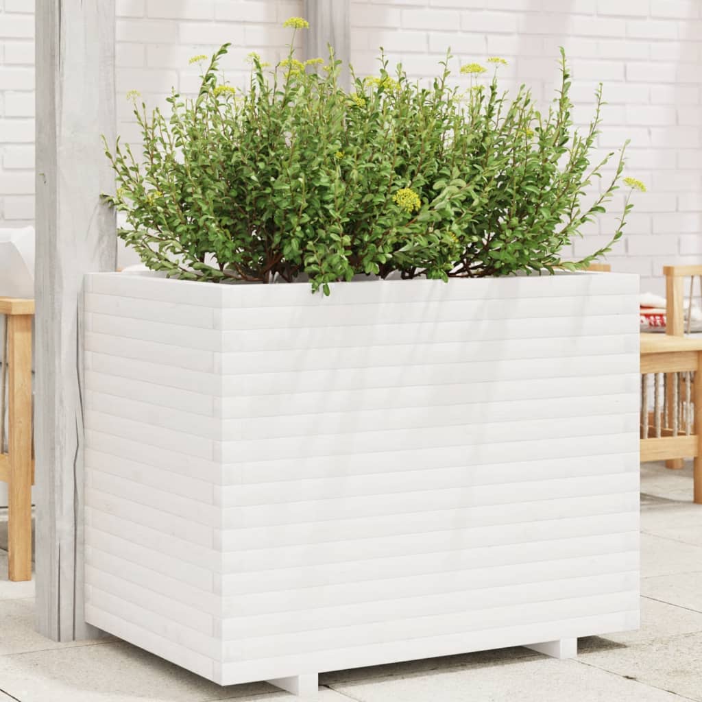 VidaXL Jardinière 90x60x72 cm bois de pin massif blanc