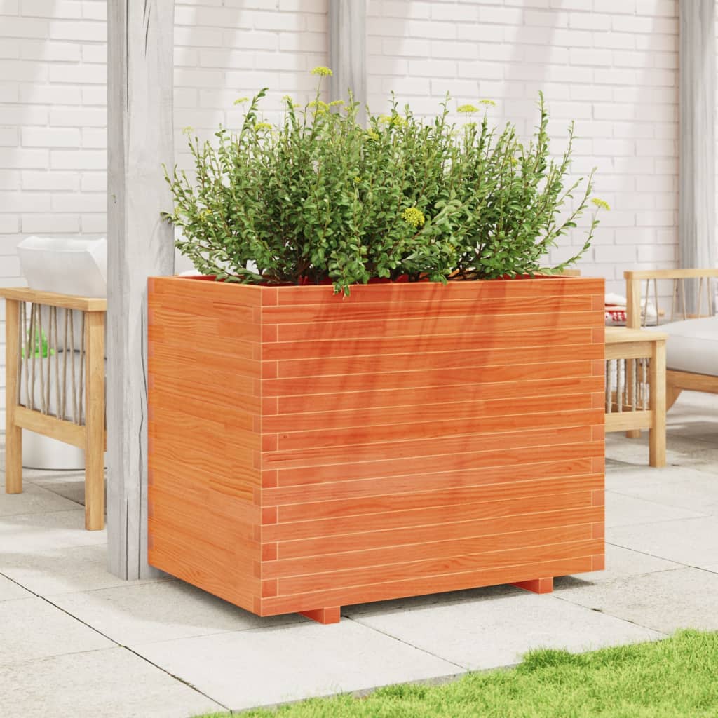 VidaXL Jardinière 90x60x72 cm bois de pin massif, marron lavé