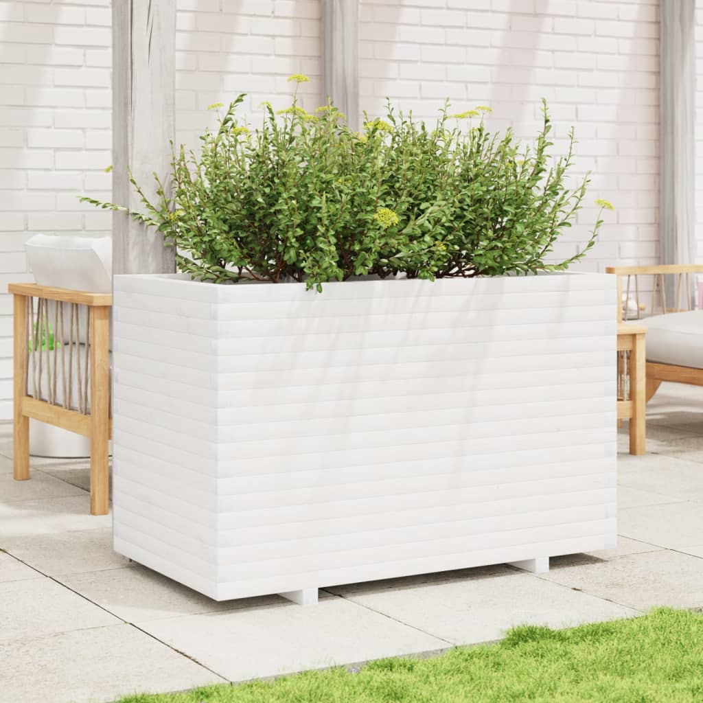 VidaXL Jardinière 110x60x72 cm bois de pin massif blanc