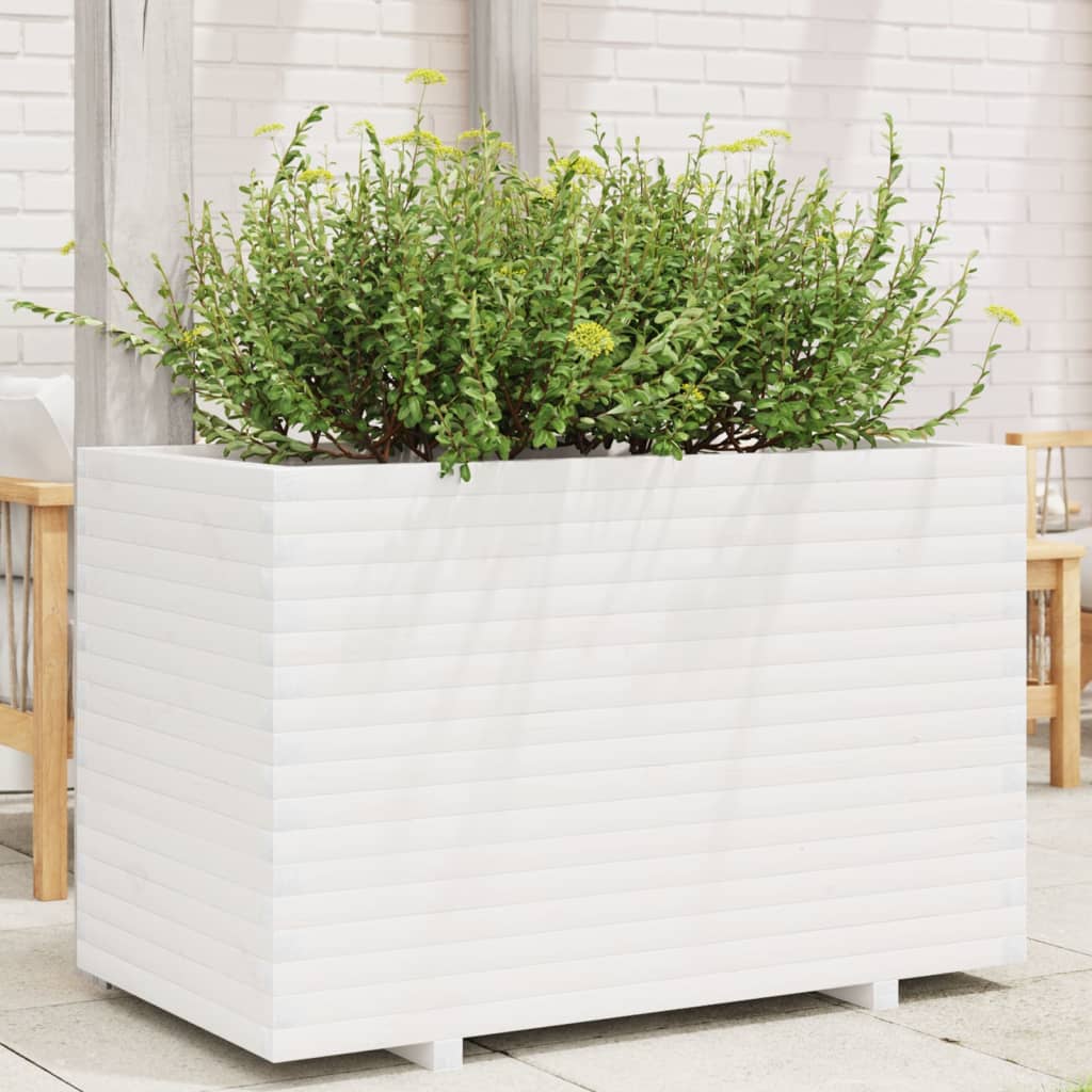 VidaXL Jardinière 110x60x72 cm bois de pin massif blanc