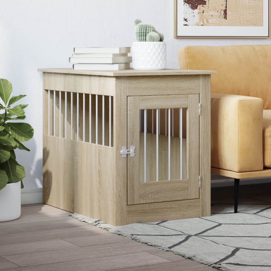 Vidaxl cage pour chien 55 x 80 x 68 cm en bois d'ingénierie couleur chêne sonoma