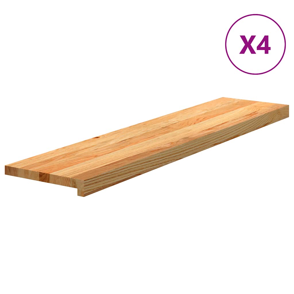 VidaXL marches d'escalier 4 pcs 110x25x2 cm chêne massif marron clair