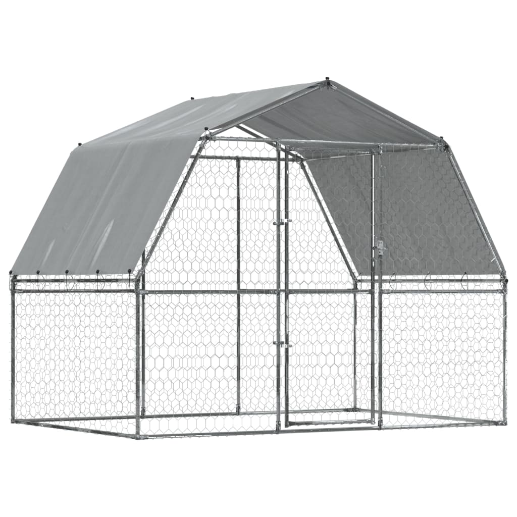 VidaXL Niche pour chien avec toit et porte en acier galvanisé couleur argent