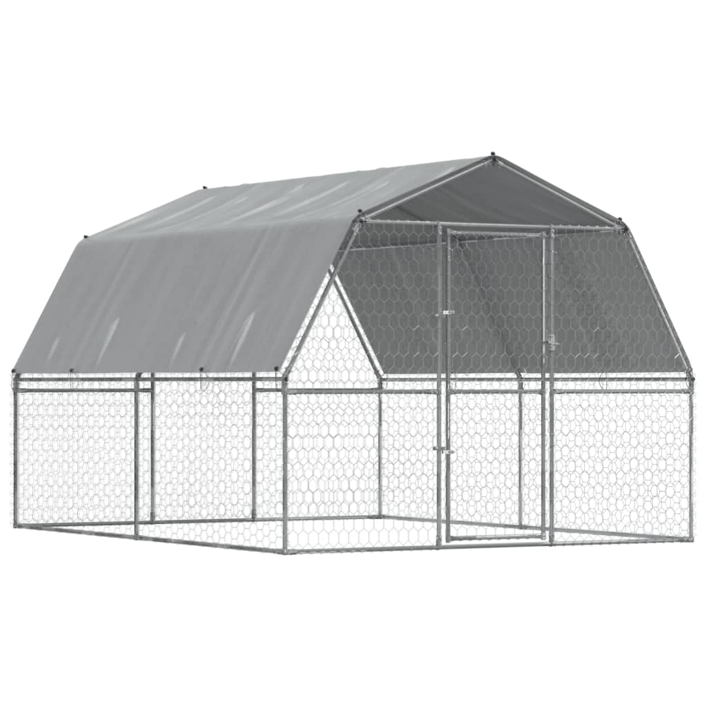 VidaXL Niche pour chien avec toit et porte en acier galvanisé couleur argent