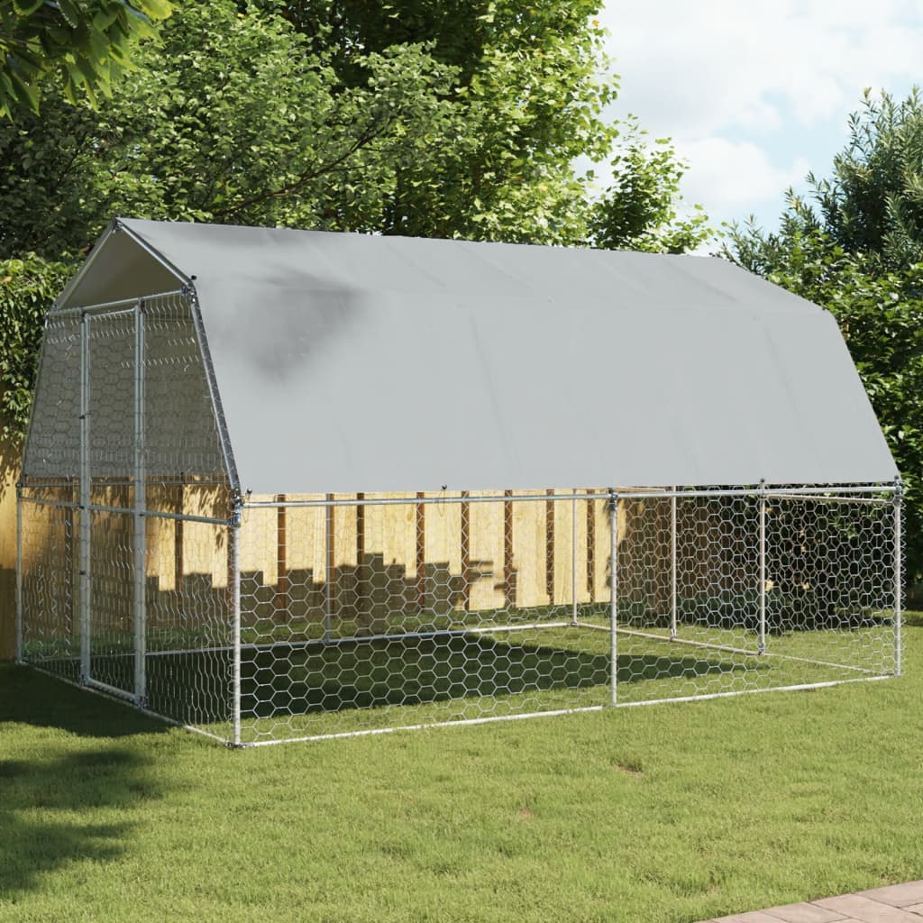 VidaXL Niche pour chien avec toit et porte en acier galvanisé couleur argent