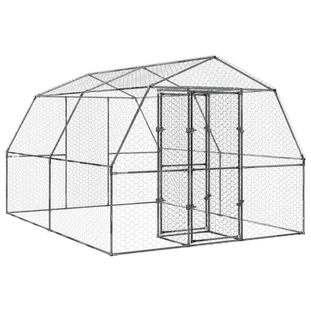 VidaXL Cage à oiseaux avec porte en acier galvanisé couleur argent