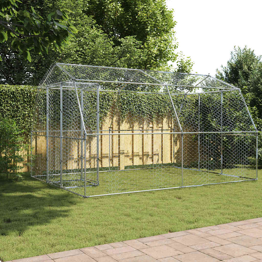 VidaXL Cage à oiseaux avec porte en acier galvanisé couleur argent