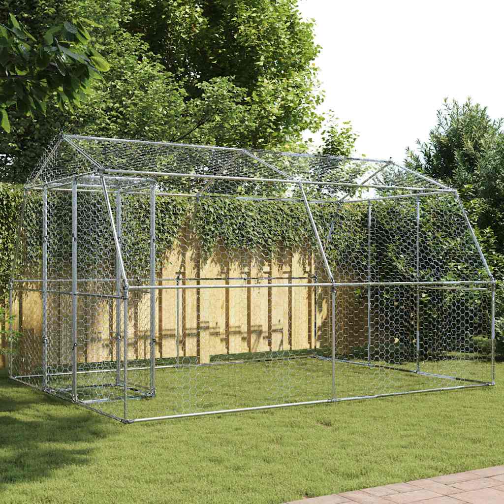 VidaXL Cage à oiseaux avec porte en acier galvanisé couleur argent