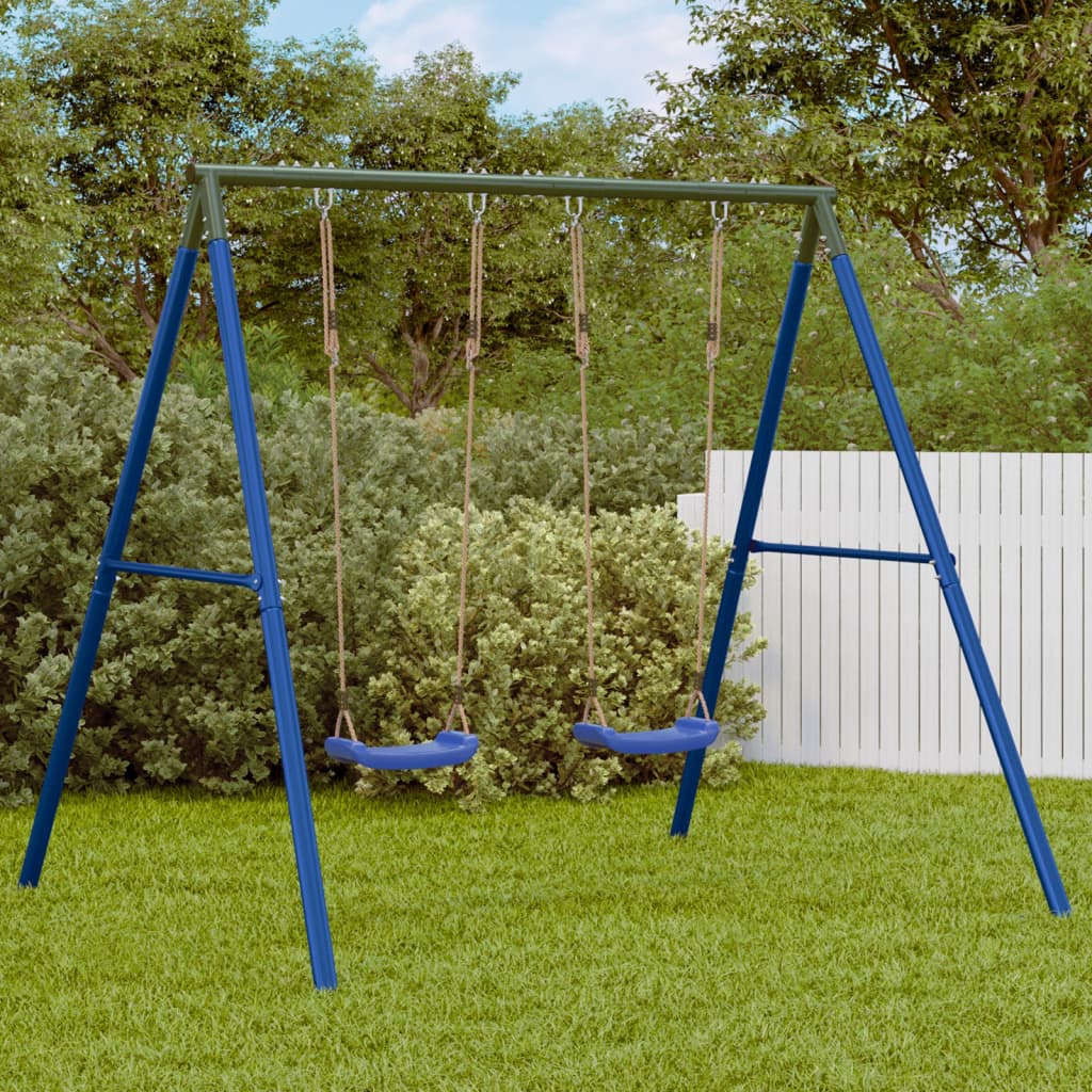 VidaXL Balançoire d'extérieur avec 4 crochets de suspension en acier bleu