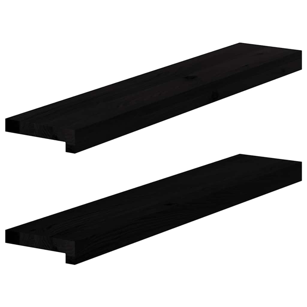 Vidaxx appuis de fenêtre 2 pcs 80x15x2 cm chêne massif brun foncé