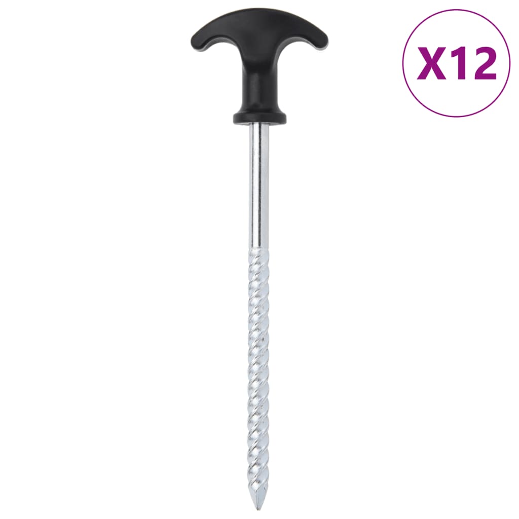 Piquets de tente Vidaxl 12 pcs ø7 mm 17 cm acier galvanisé