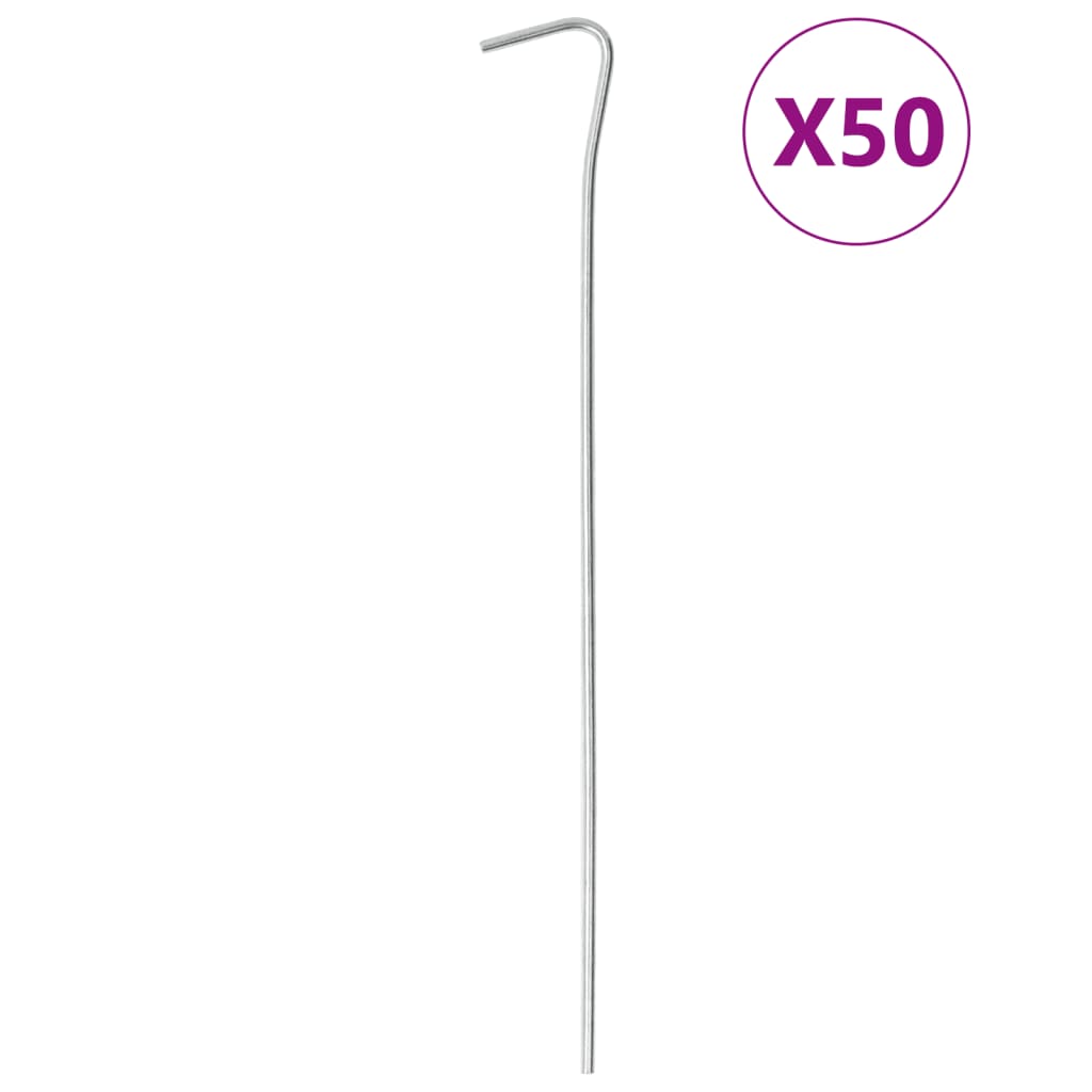 Piquets de tente Vidaxl 50 pcs ø3 mm 23 cm acier galvanisé