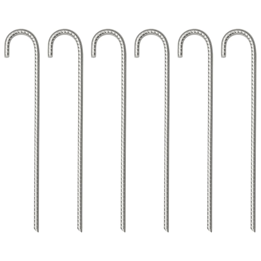 Piquets de tente Vidaxl 6 pcs ø10 mm 37 cm acier galvanisé