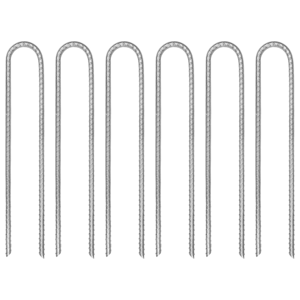 Vidaxl piquets de tente 6 pcs en forme de U ø7 mm 30 cm en acier galvanisé