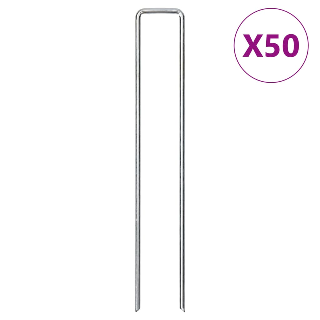 VidaXL Piquets de sol 50 pcs en forme de U 20x4 cm acier galvanisé