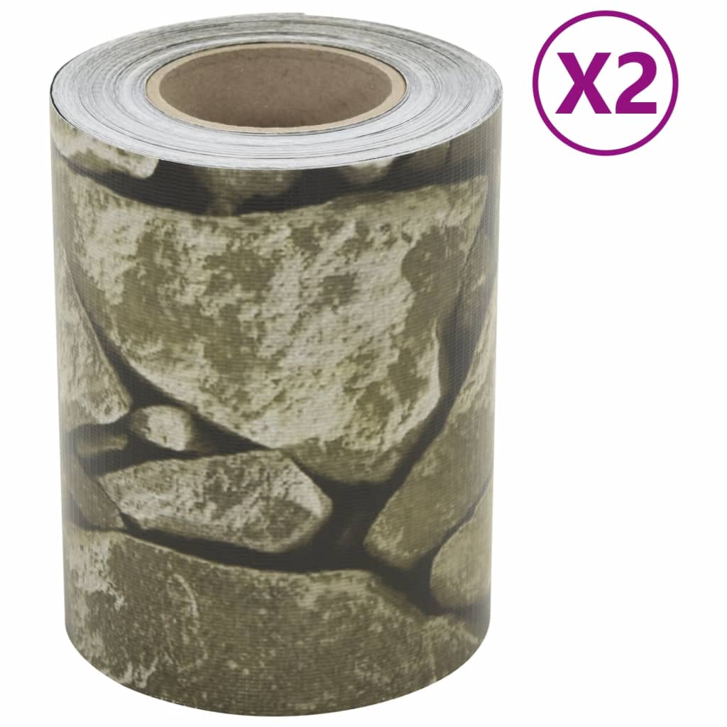 VidaXL Paravent de jardin 2 pcs motif pierre 35x0,19 m PVC gris