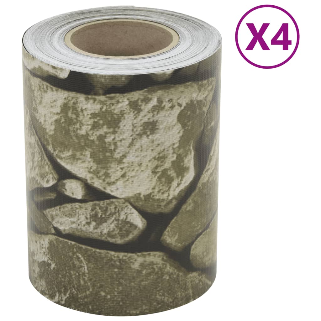 VidaXL Paravent de jardin 4 pcs motif pierre 35x0,19 m PVC gris