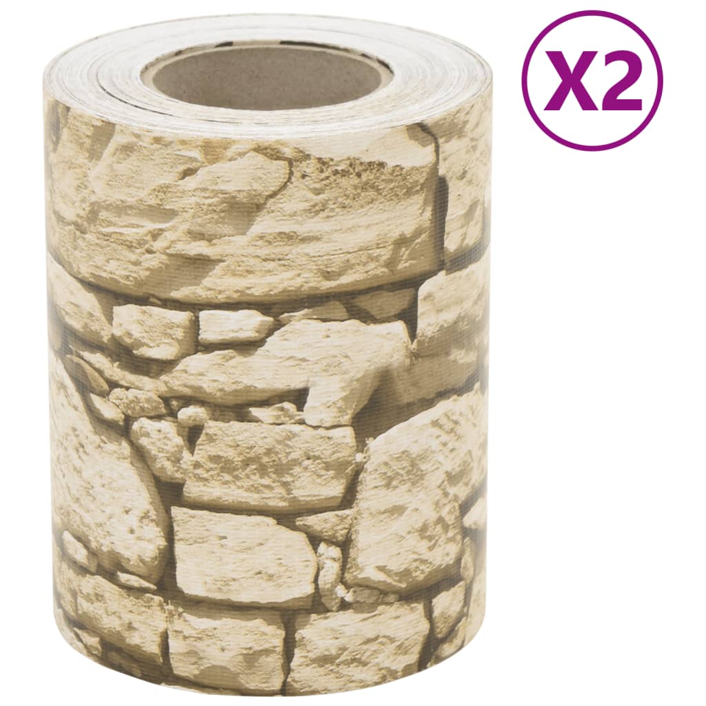 VidaXL Paravent de jardin 2 pcs motif pierre grossière 35x0,19 m PVC gris