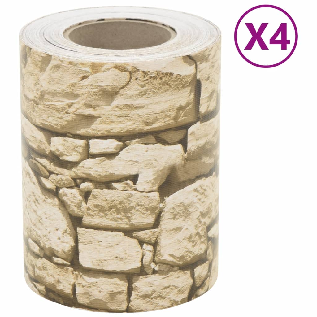 VidaXL Paravent de jardin 4 pcs motif pierre grossière 35x0,19 m PVC gris