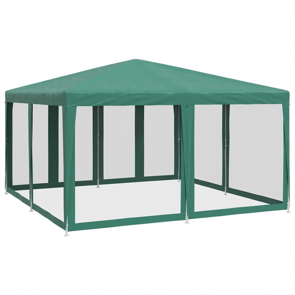 Tente de fête VidaXL avec 8 parois latérales en maille 4x4 m HDPE vert