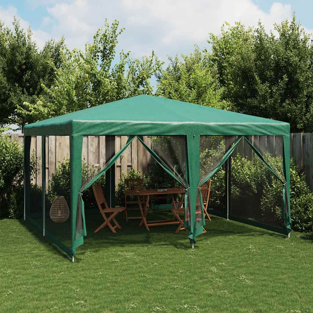 Tente de fête VidaXL avec 8 parois latérales en maille 4x4 m HDPE vert