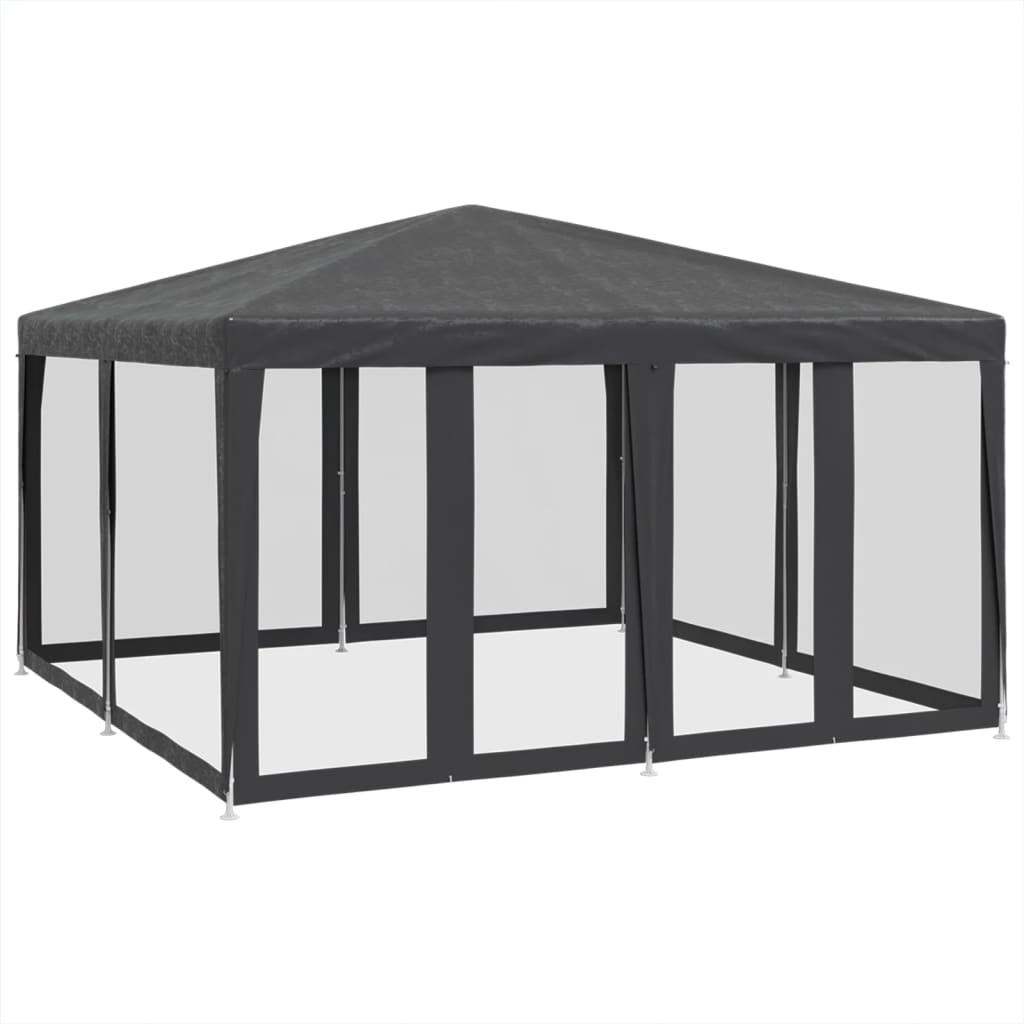 Tente de fête VidaXL avec 8 parois latérales en maille 4x4 m HDPE anthracite