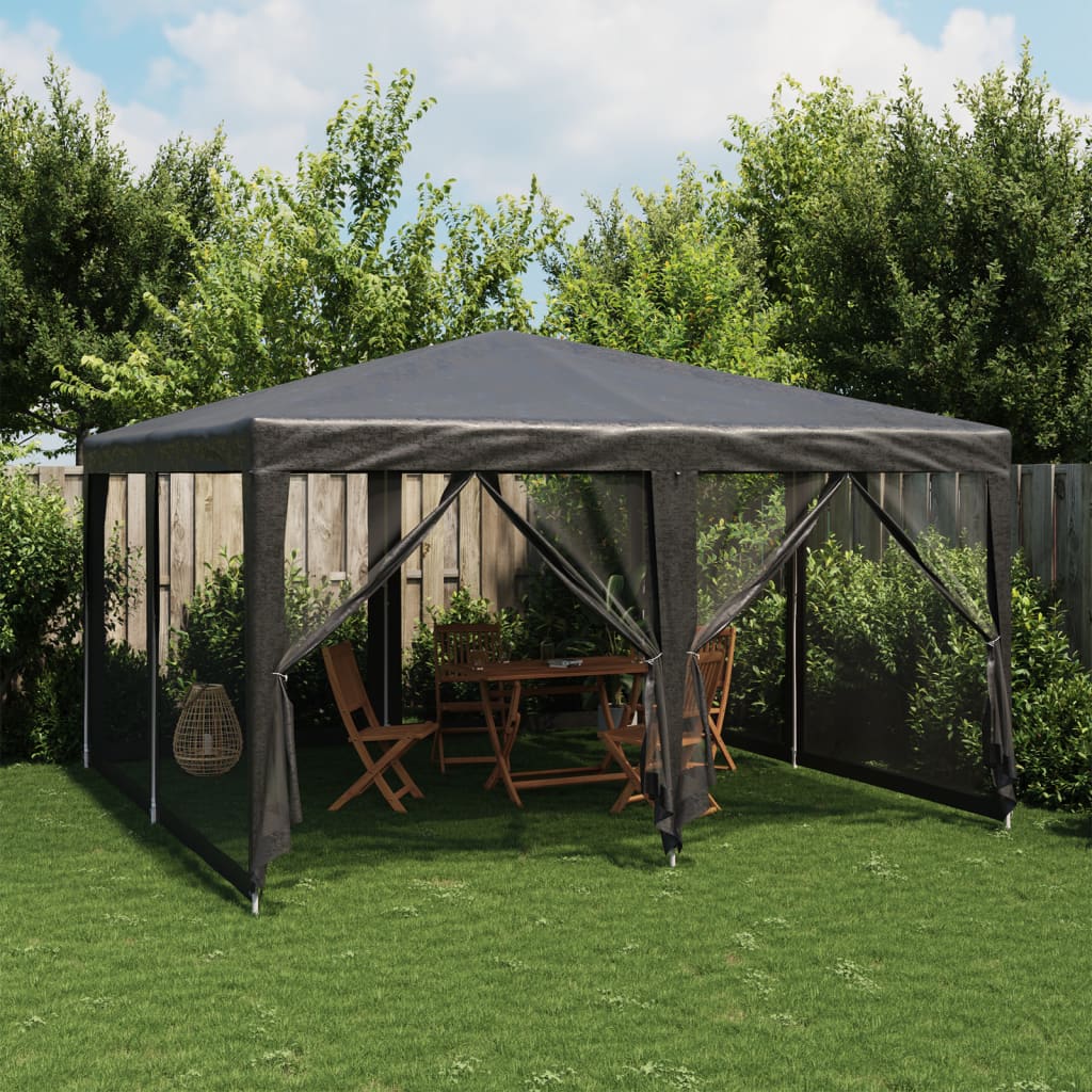 Tente de fête VidaXL avec 8 parois latérales en maille 4x4 m HDPE anthracite