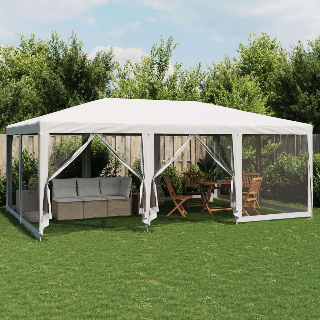 Tente de fête VidaXL avec 10 parois latérales en maille 6x4 m HDPE blanc