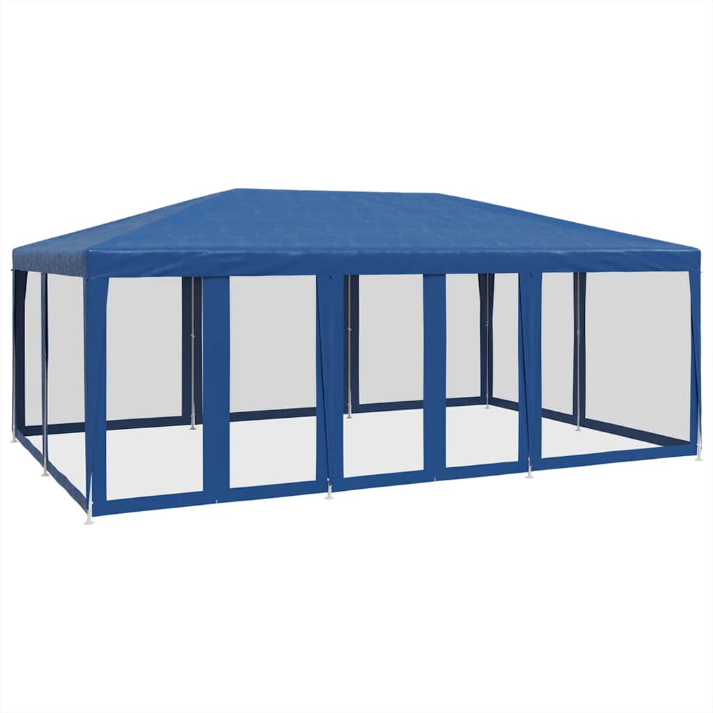 Tente de fête VidaXL avec 10 parois latérales en maille 6x4 m HDPE bleu