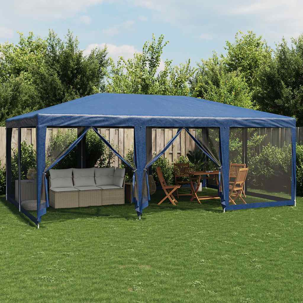 Tente de fête VidaXL avec 10 parois latérales en maille 6x4 m HDPE bleu
